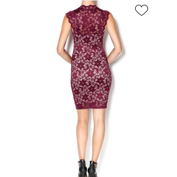 Magenta Lace Bodycon Dress - Picture 5 of 5